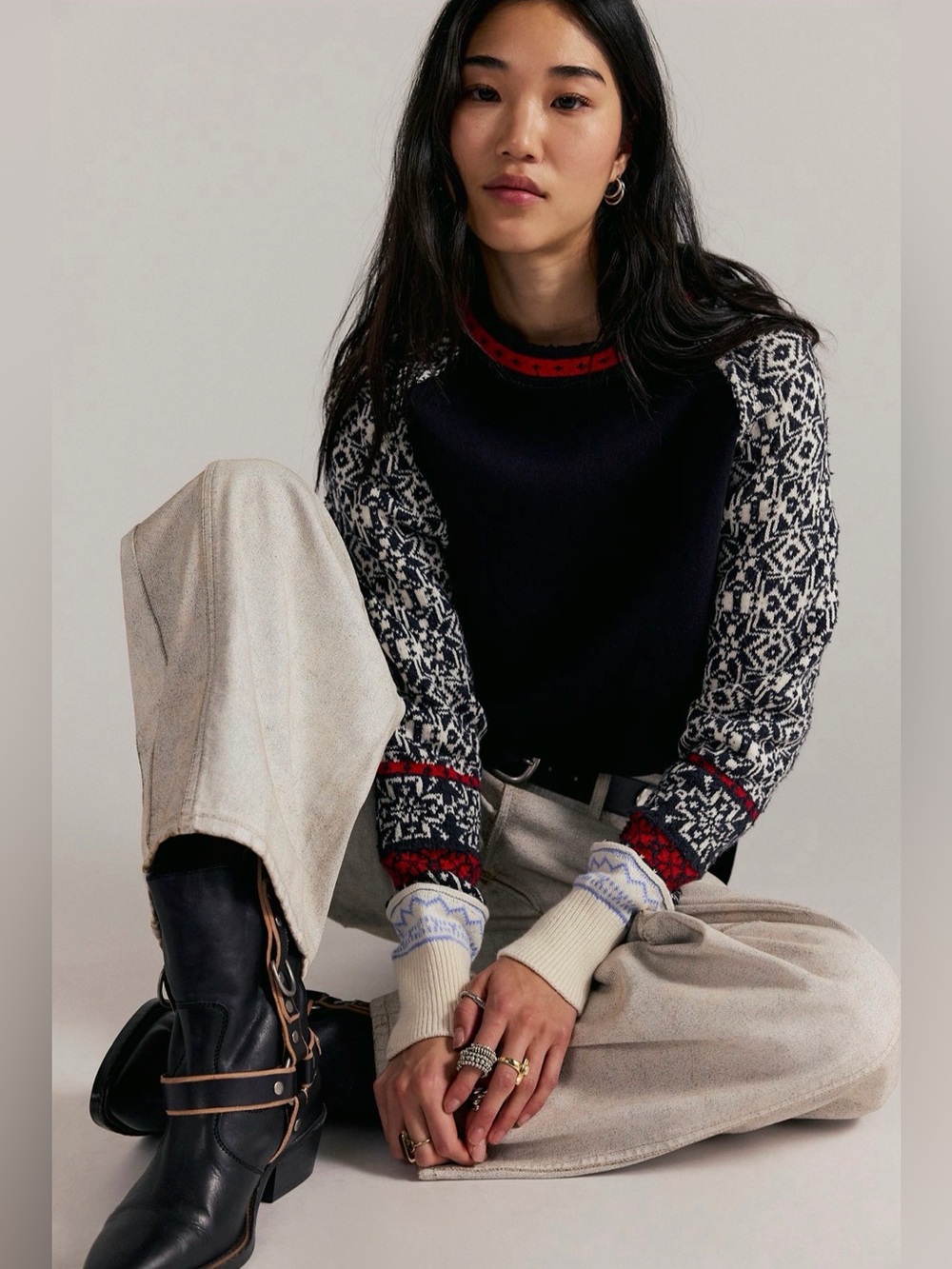 NWT We The Free Waffle knit Cuff Pullover XS / Oversized Long Sleeve Knit Top